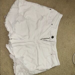 White Distressed Women Shorts